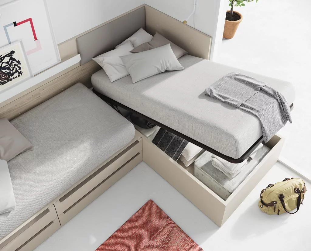 La colección NEST también dispone de camas con canapé elevable
