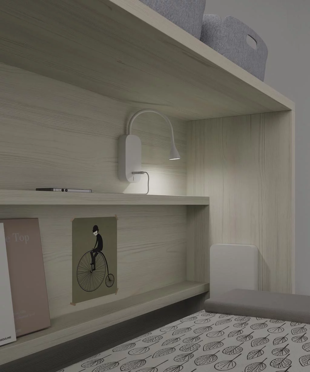 Luz led con flexo y cargador USB para colocar donde quieras en el interior de la cama abatible