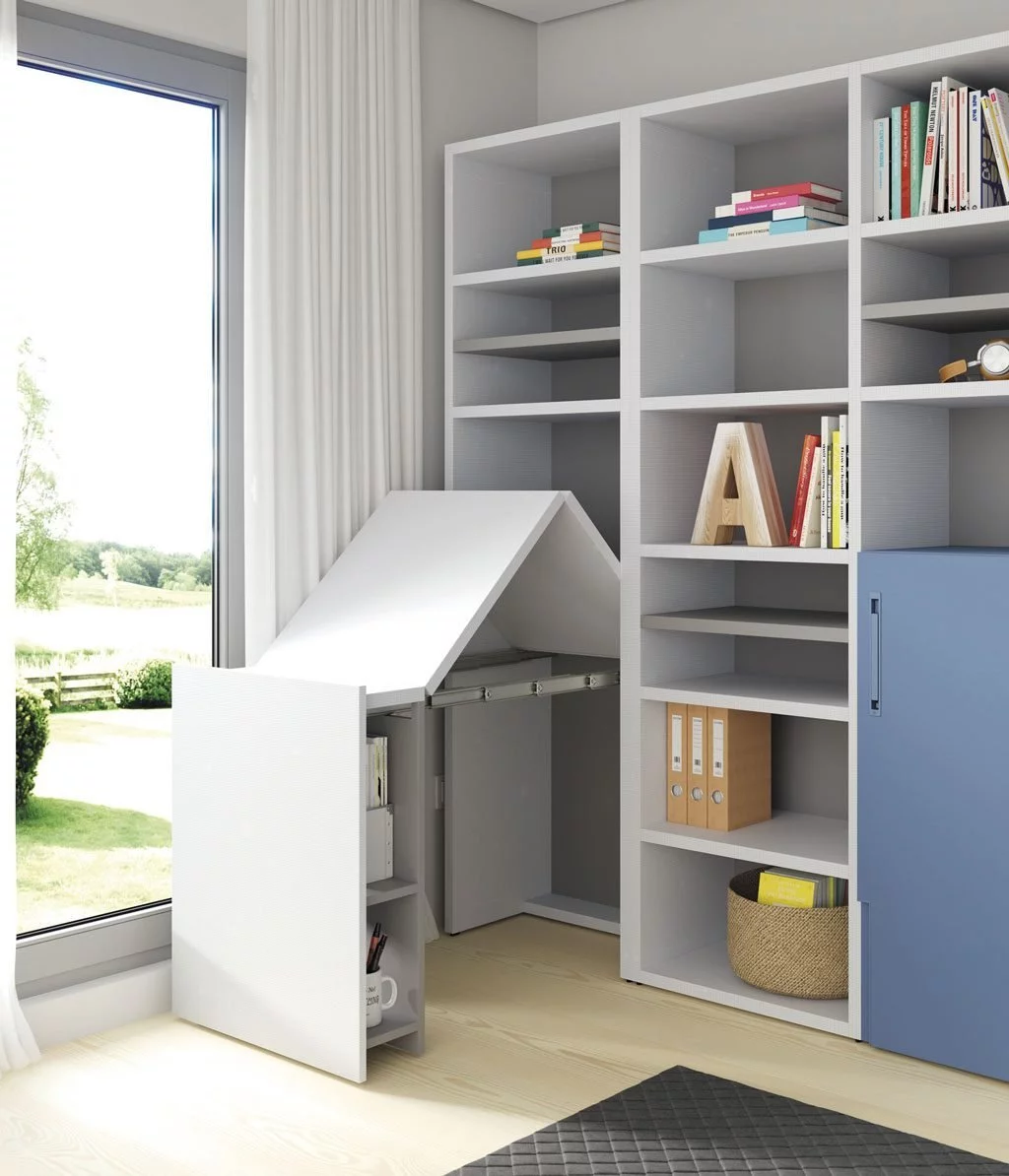 Mesa de estudio abatible con librería