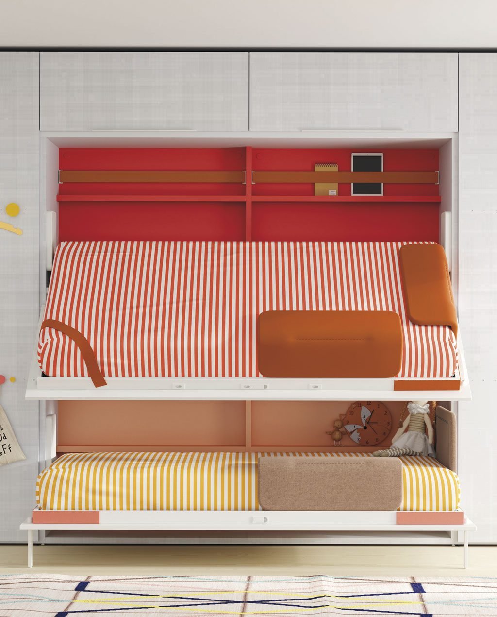 Litera abatible abierta para facilidad el hacer la cama superior