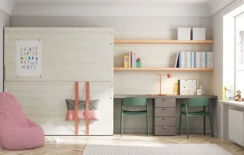 Muebles combinados en colores naturales