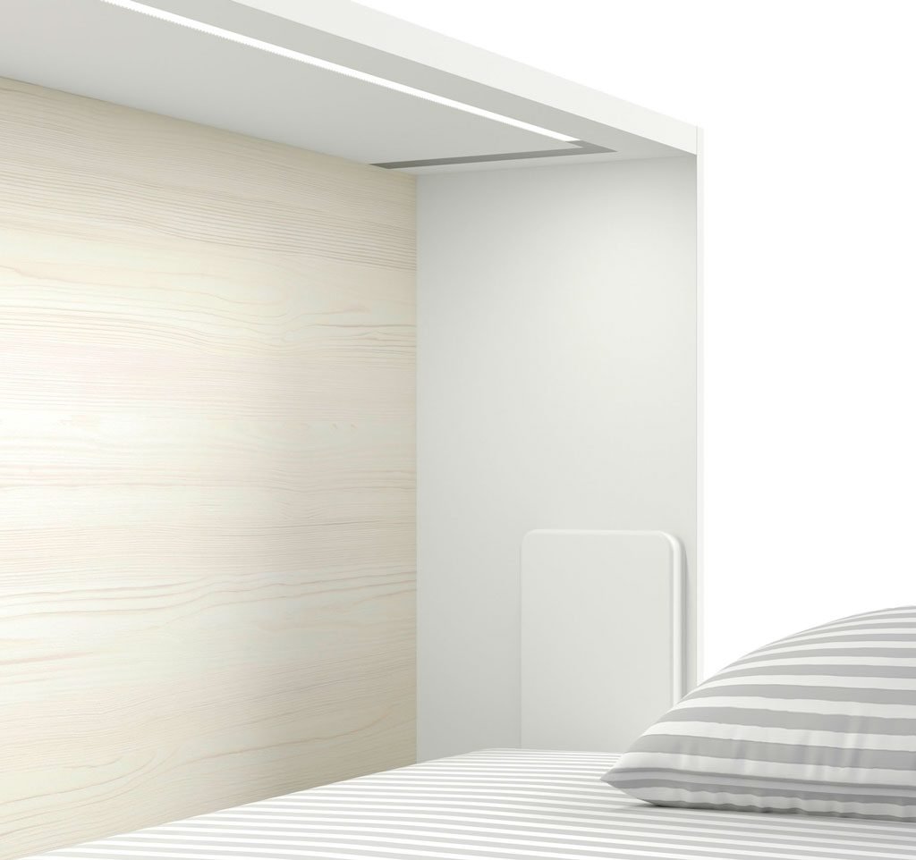 Luz led empotrada como complemento en la cama abatible