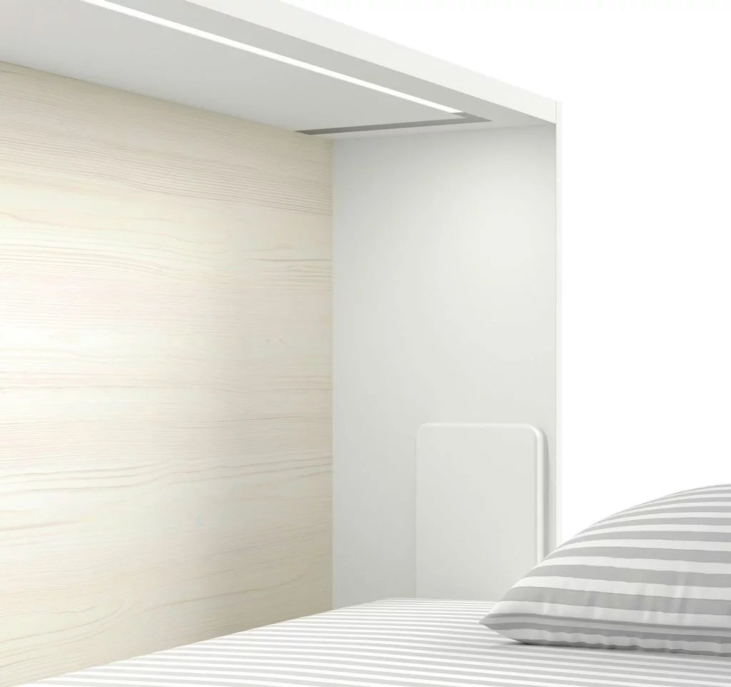 Luz led empotrada como complemento en la cama abatible