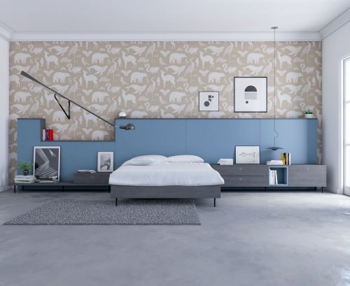 Composición de muebles dormitorio combinados color