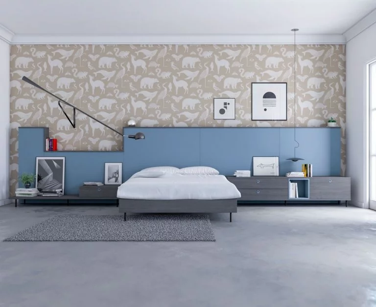 Composición de muebles dormitorio combinados color