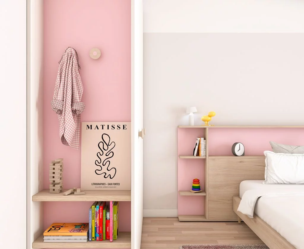 Habitación juvenil con colores en tonos nórdicos con estilo vintage