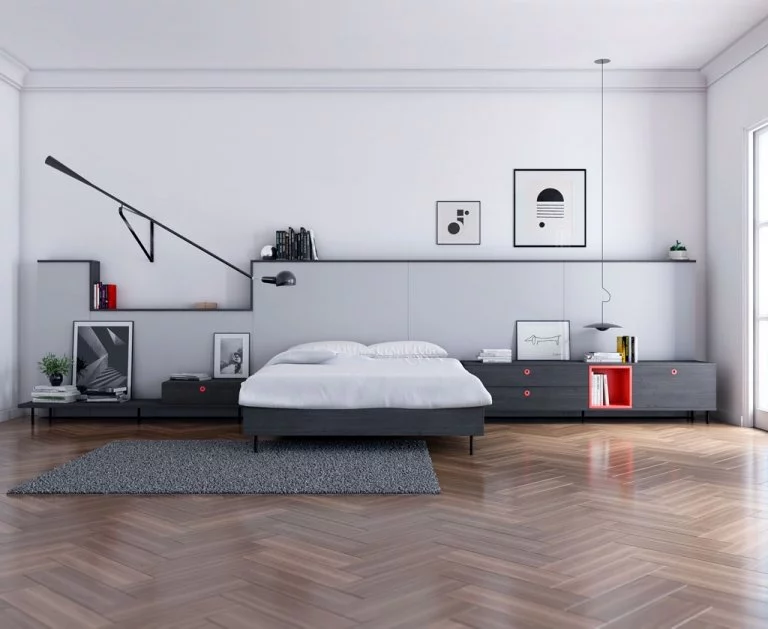 Diseño de un dormitorio con un gran cabecero que da estilo