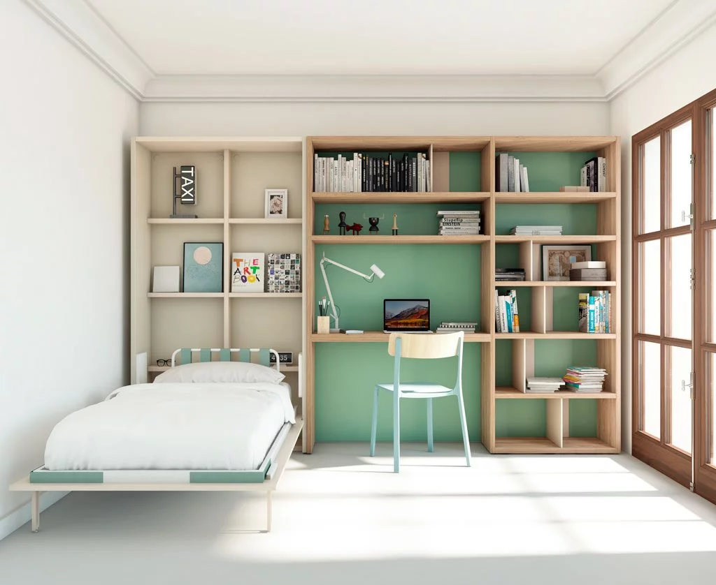 Cama abatible vertical para tener más espacio en la habitación