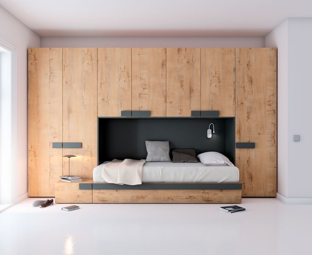 Dormitorio juvenil en color Forest con detalles Vulcano