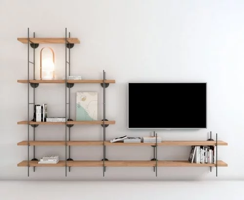 Estantería en metal y madera que puedes tener en el salón