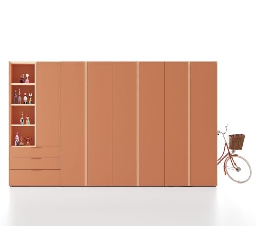 Armario batiente modular con cajones y estanterias para libros y decoración