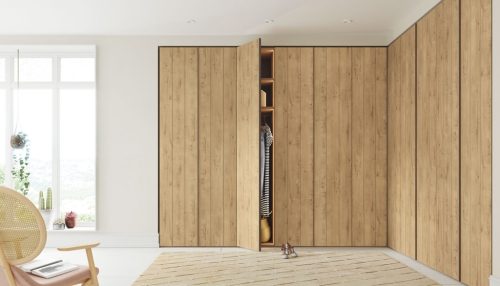 Armario rincón con puertas batientes modelo Rústica