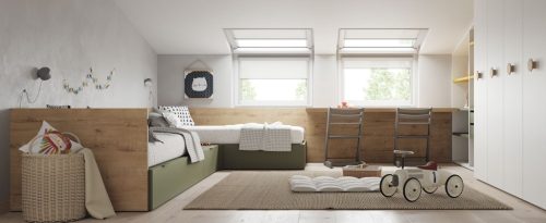 Dormitorio infantil con dos camas nido