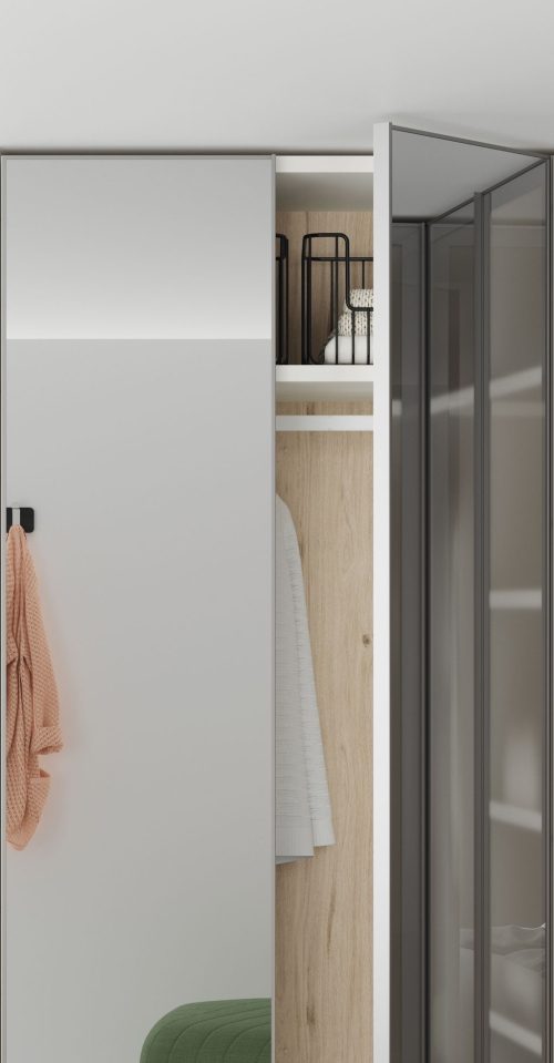 Detalle del cristal Espejo para las puertas de los armarios