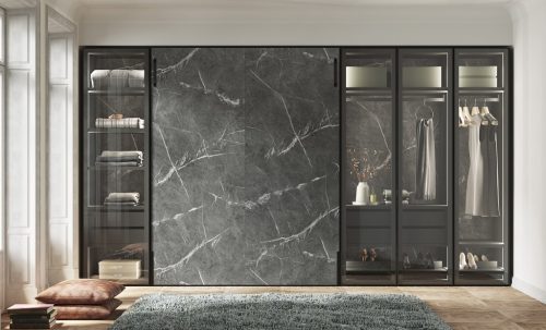 Cama de matrimonio abatible en acabado piedra