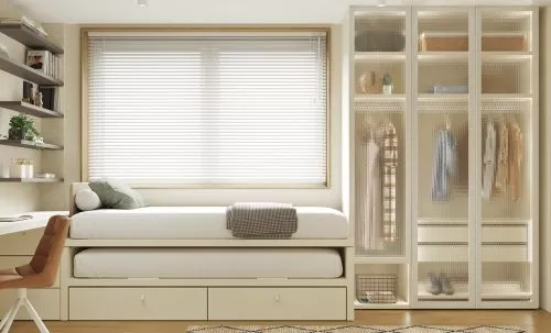 Armario con puertas LUX y cristal QUADRATO