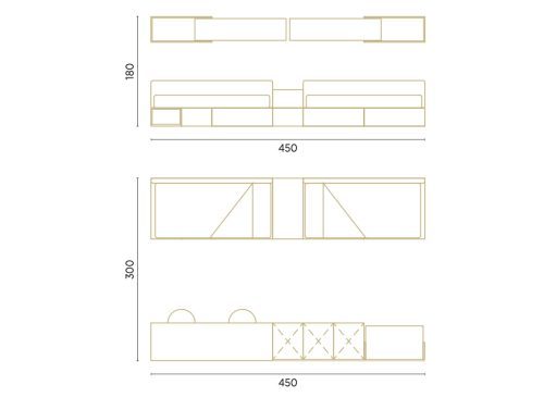 Medidas de este dormitorio juvenil modular para dos