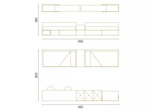 Medidas de este dormitorio juvenil modular para dos Medidas de este dormitorio juvenil modular para dos