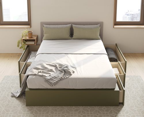 Cama con cajones bajos para almacenaje