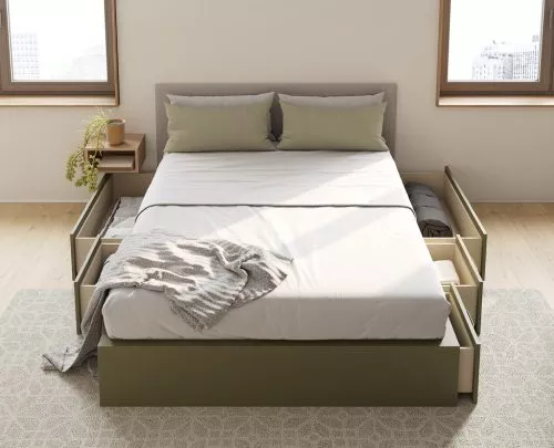 Cama con cajones bajos para almacenaje
