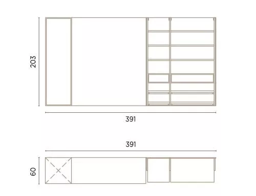Medidas de este dormitorio con cama abatible