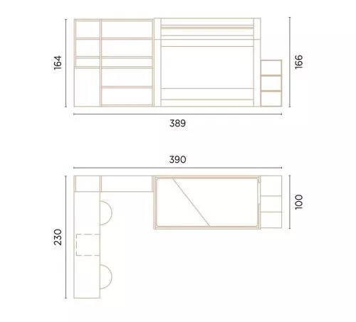 Medidas de este dormitorio con litera