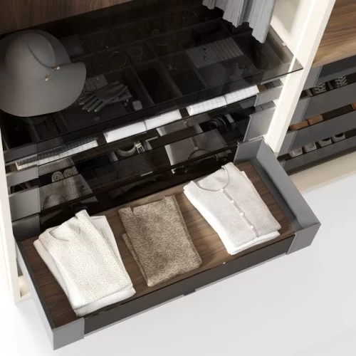Detalle de los cajones Elegance Line de los interiores de armarios Detalle de los cajones Elegance Line de los interiores de armarios