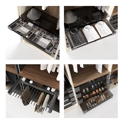 Detalle de los casilleros de los interiores de armarios